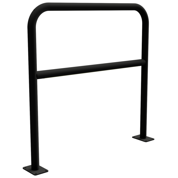 Tubular bracket made of tubular steel |  48 x 2.5 mm | with crossbar | and LED light strip | To be fixed by plugs